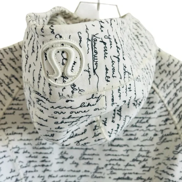 Lululemon Scuba Hoodie II White & Black Manifesto Script Full Zip Jacket - Picture 6 of 9